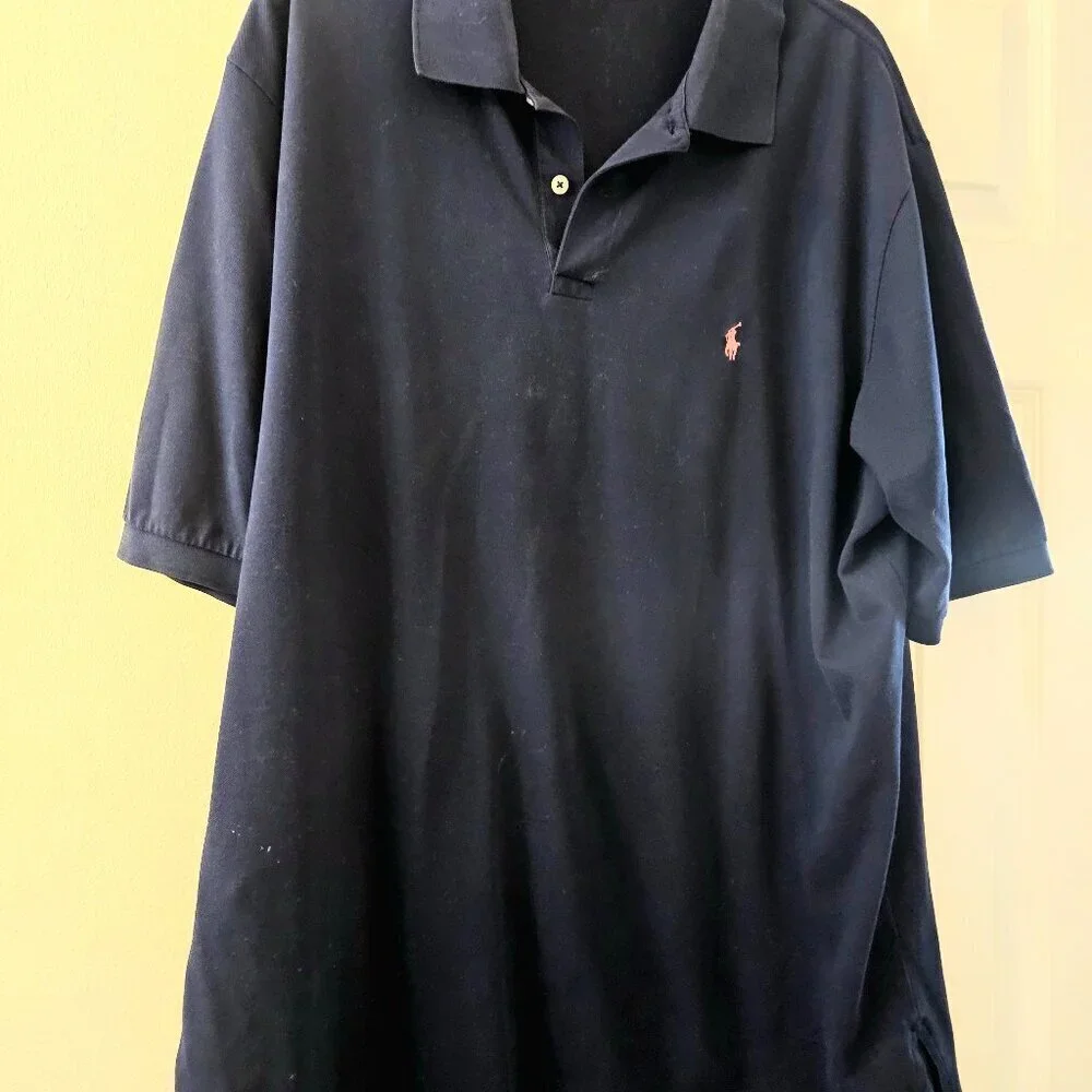 Ralph Lauren Polo golf navy Preppy blue shirt pink pony logo 2XL